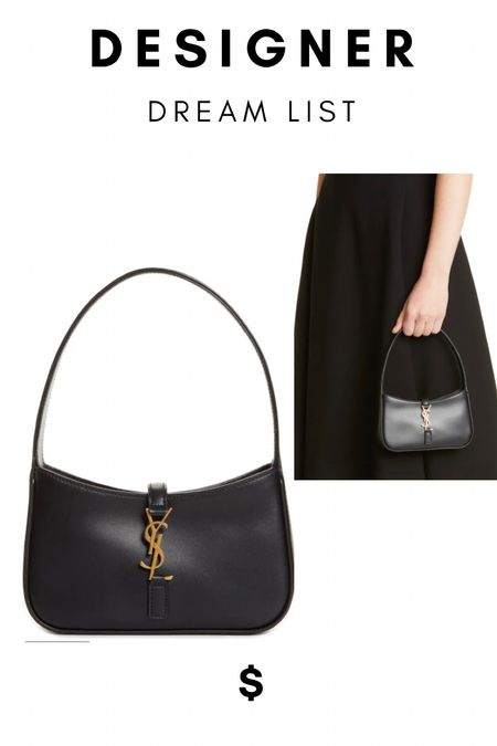 YSL hobo designer bag black leather with gold hardware 

#LTKitbag