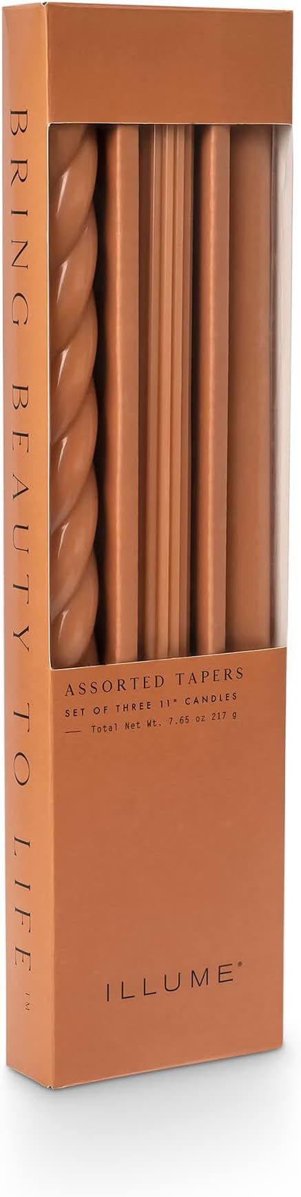 ILLUME Beautifully Done Unscented Assorted Candle Tapers 3-Pack, Terracotta | Amazon (US)
