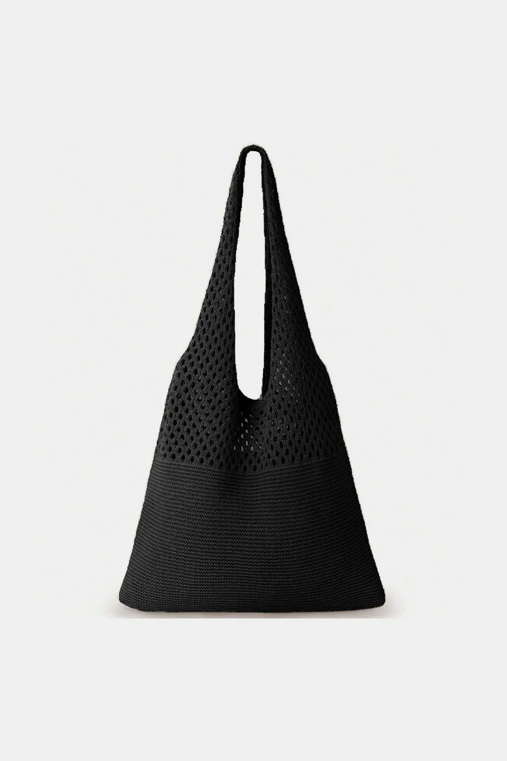 Zenana Crochet Mesh Half Pointelle Knit Tote Bag Black / One Size | Casual Chic Boutique