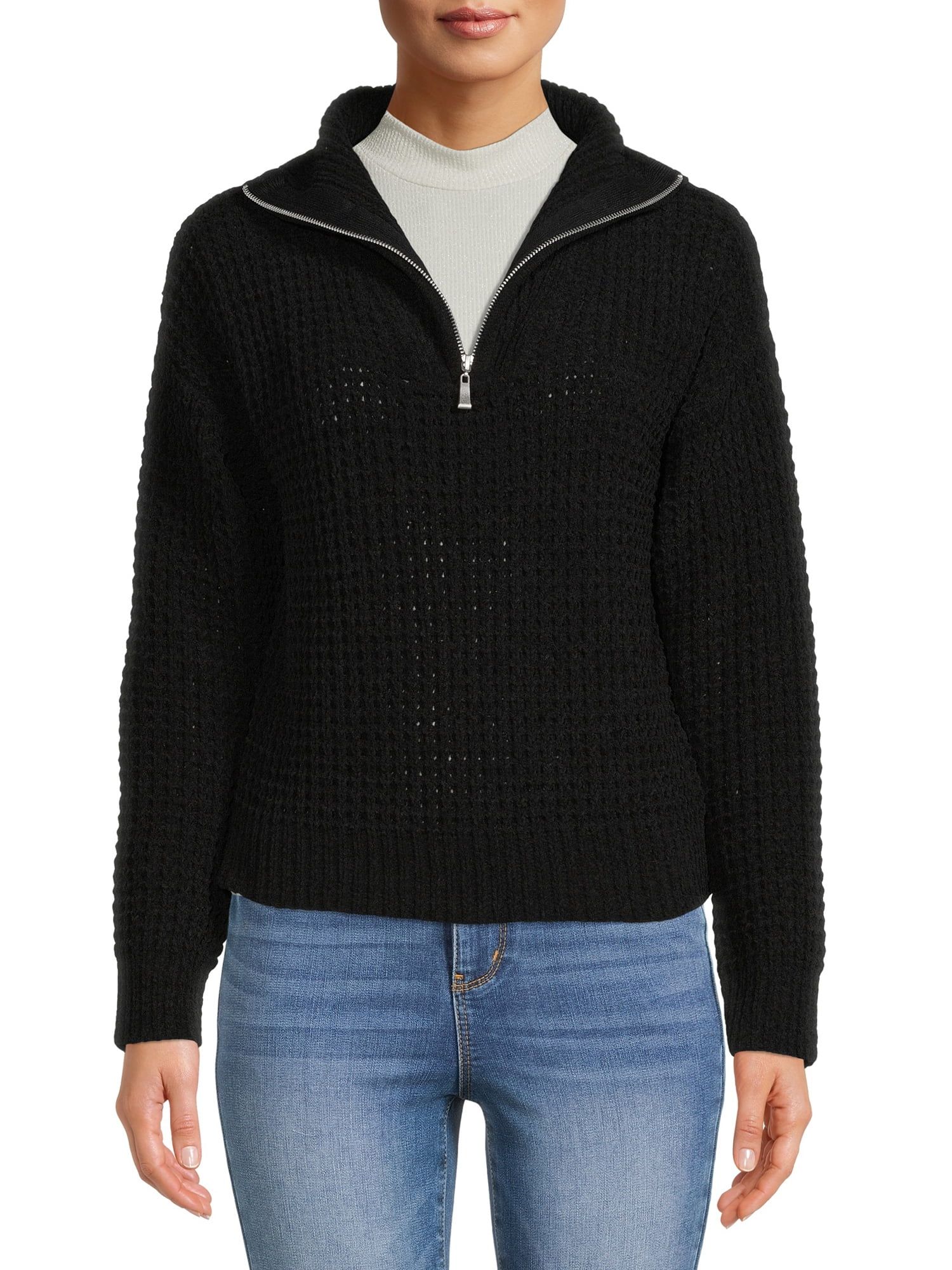No Boundaries Juniors' Half-Zip Pullover Sweater | Walmart (US)