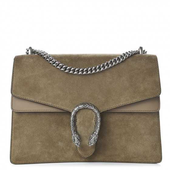 Suede Medium Dionysus Shoulder Bag Taupe | Fashionphile