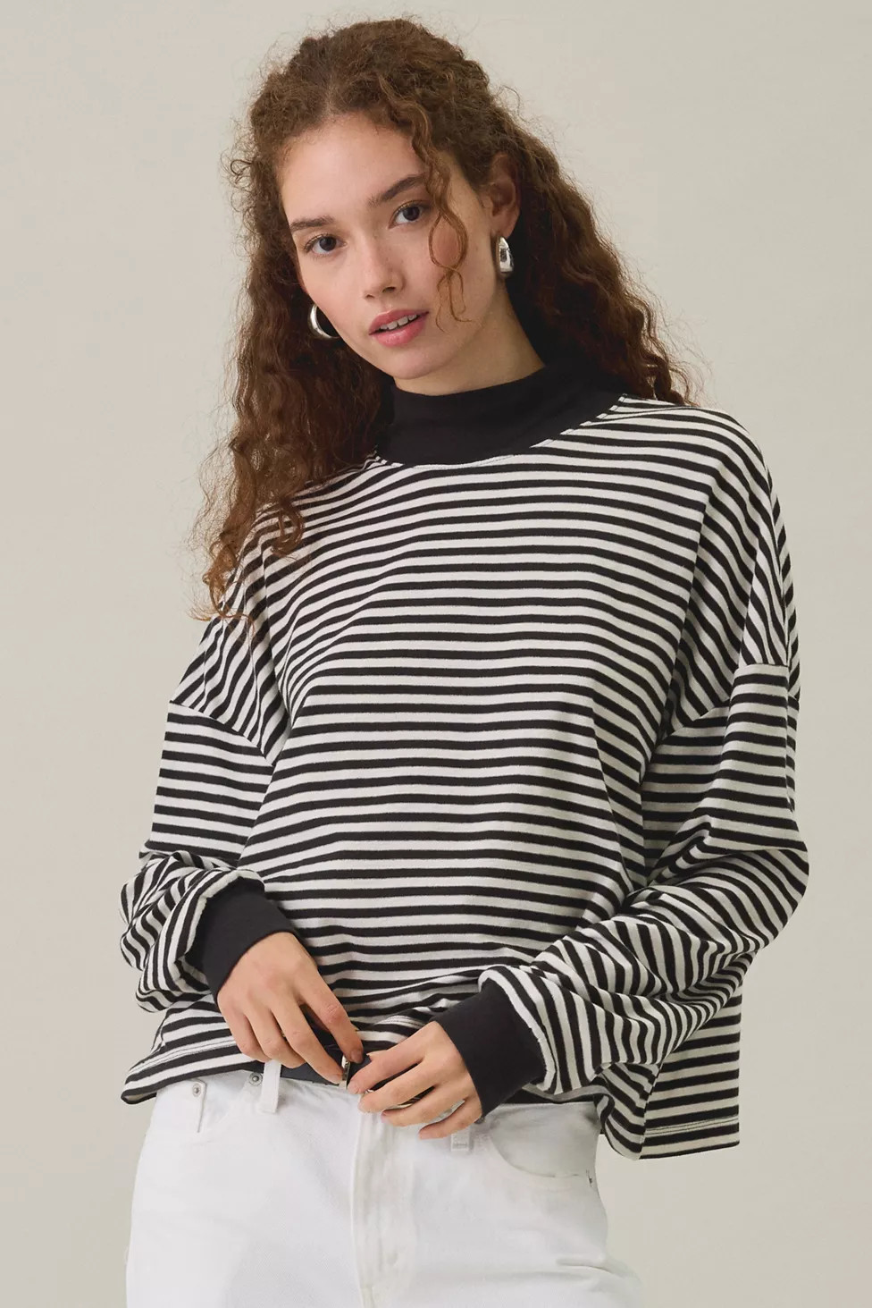 BDG Mockneck Boxy Long Sleeve Spill The Tee | Urban Outfitters (US and RoW)