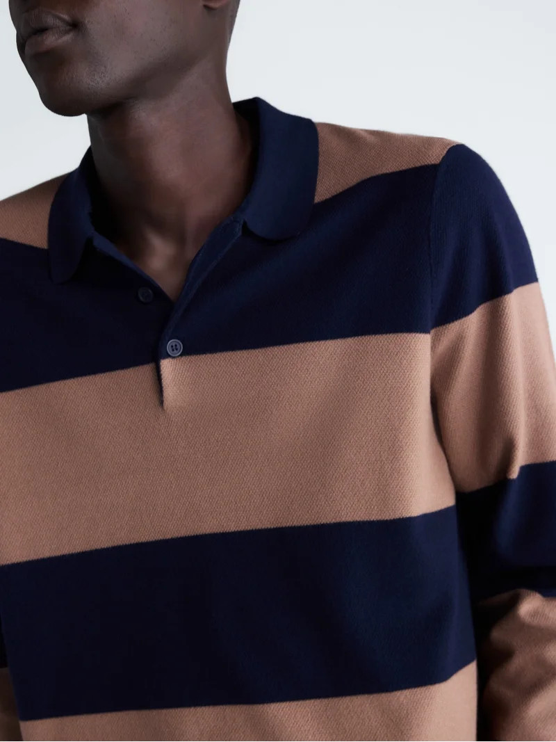 Free Assembly Men's Rugby Cozy Yarn Rugby Sweater with Long Sleeves, Midweight, Sizes XS-3XL