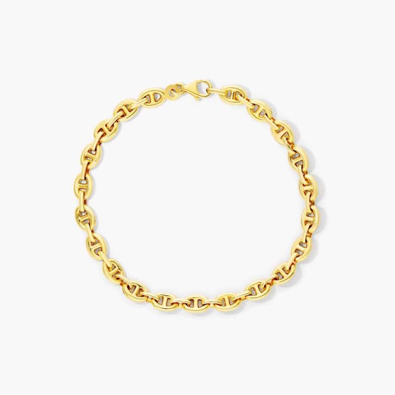 14K Yellow Gold 5.4mm Light Puffed Mariner Chain Bracelet | JamesAllen