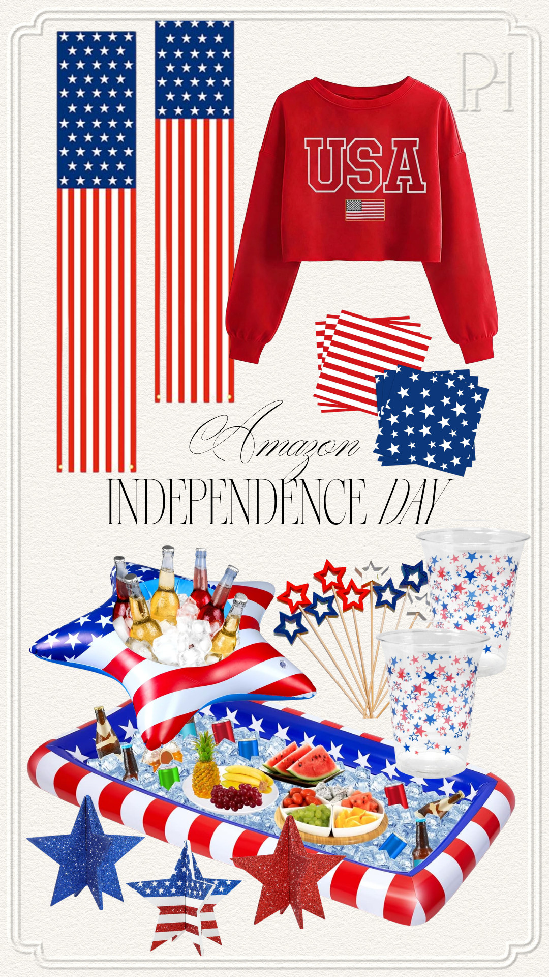 My top Amazon finds for the 4th of July!

Independence Day, American flag banner, USA sweatshirt, patriotic decor, patriotic sweatshirt, stars and stripes, red white and blue, inflatable coolers, backyard barbecue, outdoor entertaining, stars toothpicks, disposable cup, party supplies 

 #LTKSeasonal #LTKHome