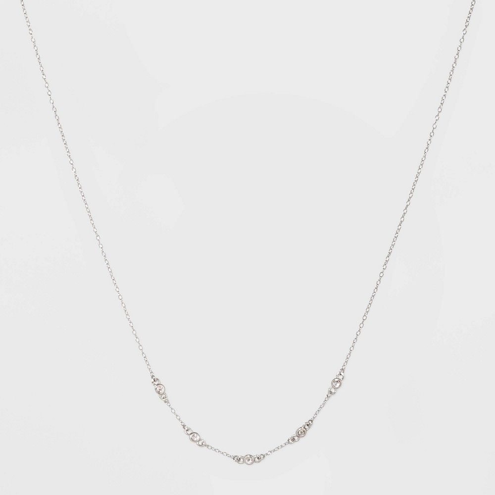 Sterling with Cubic Zirconia Station Necklace - A New Day™ | Target