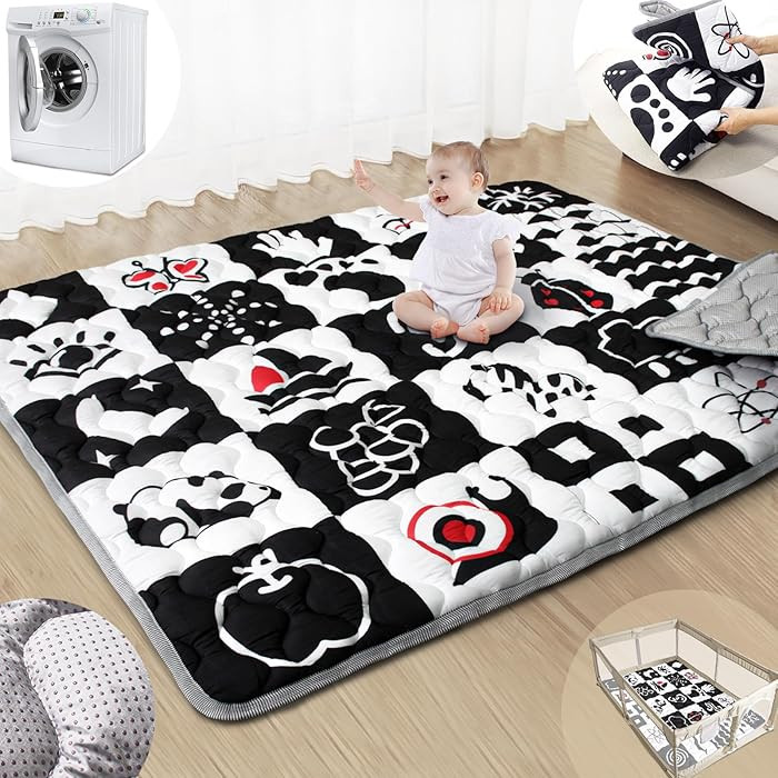 Baby Play Mats for Floor, 71\u201dx59\u201d Upgraded Thickness & Larger Super Soft Playmat for Ba... | Amazon (US)
