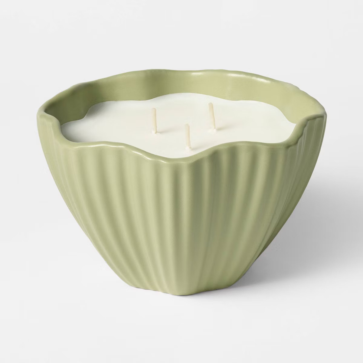 3 Wick Wavy Ribbed Ceramic Jar Candle 18oz - Threshold™ designed with Studio McGee | Target
