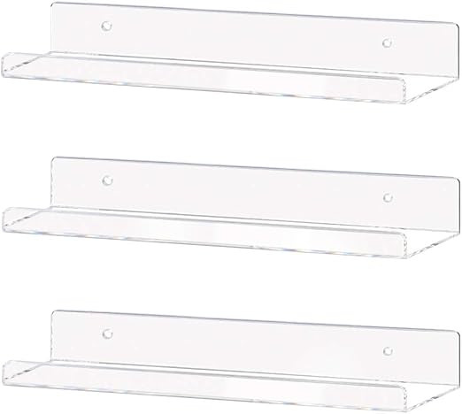 Weiai Clear Acrylic Shelf 15" Invisible Floating Wall Ledge Bookshelf, Kids Book Display Shelves ... | Amazon (US)