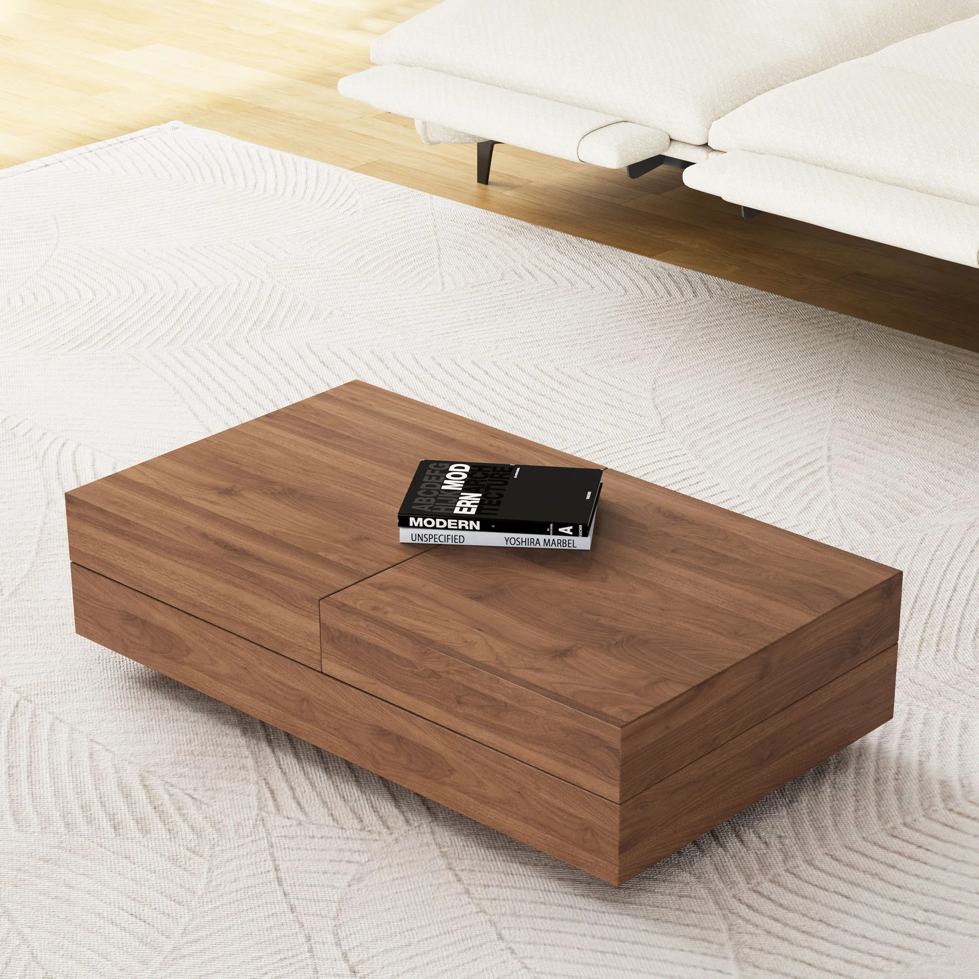 Roanoke Living room coffee table (with storage function), modern living room furniture, Brown | Wayfair North America