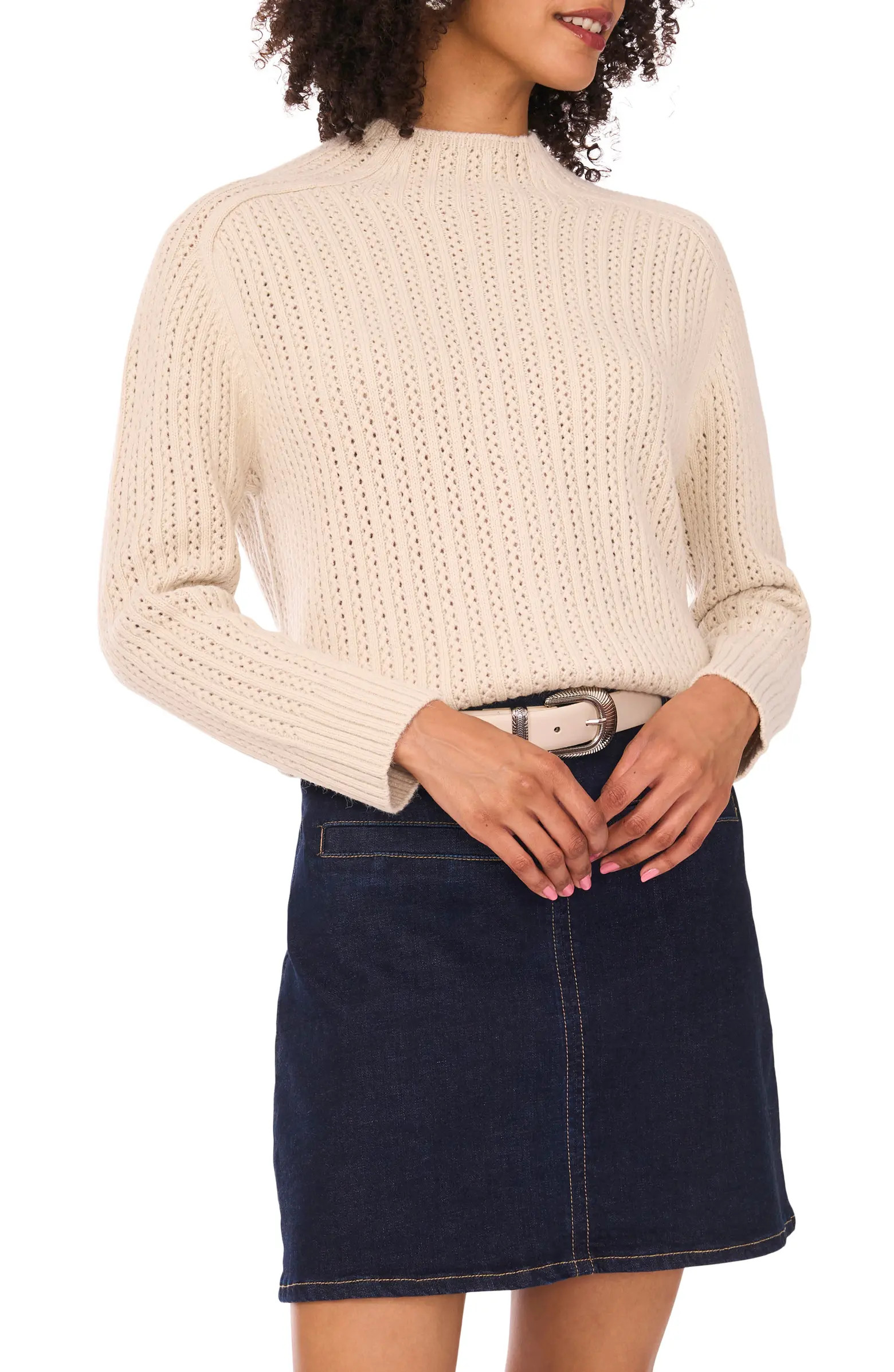 Pointelle Funnel Neck Sweater | Nordstrom