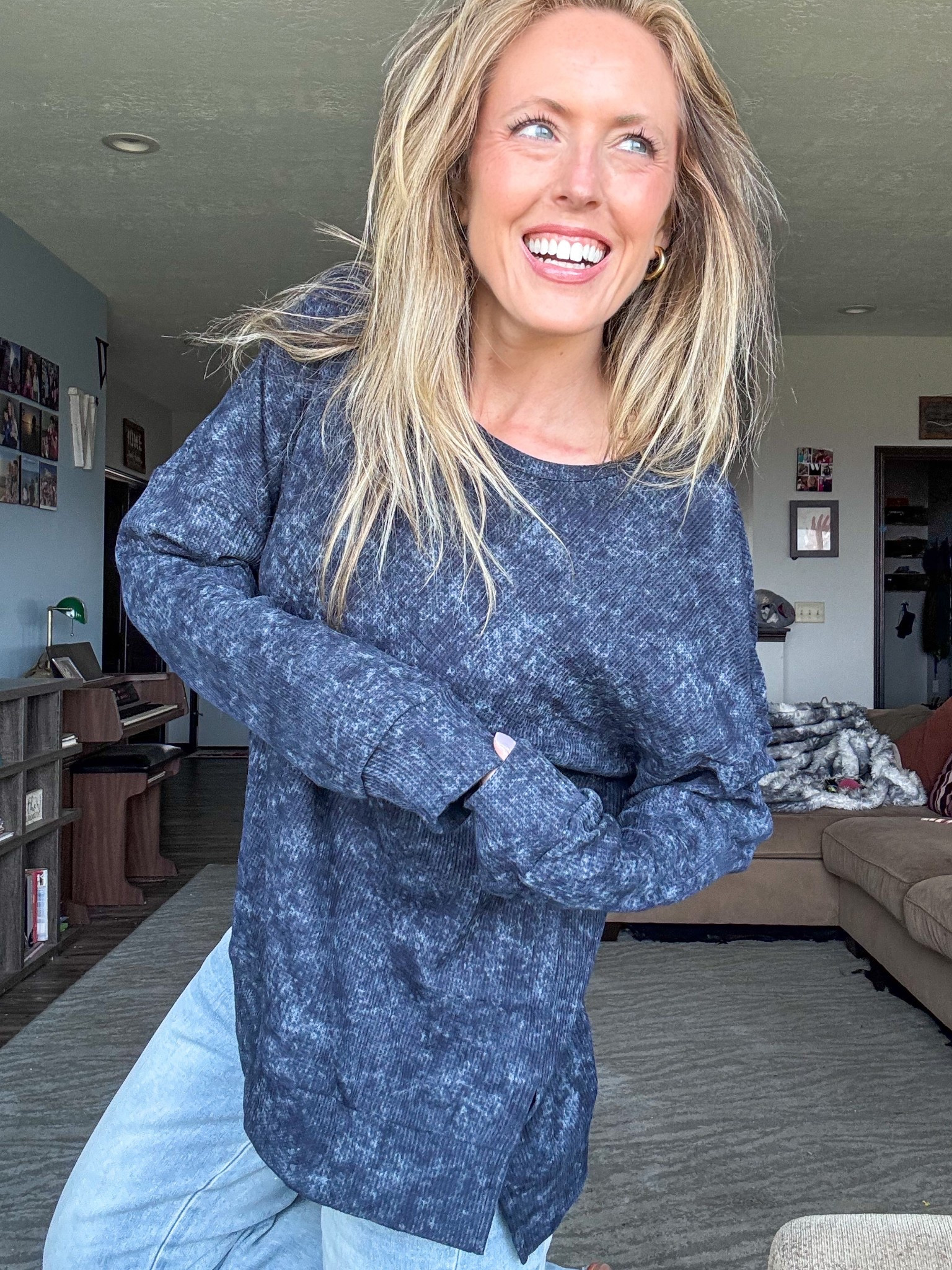 Love a good waffle knit top any time of year! 💙 This one in blue is so cute! Wearing a medium which is sizing up one.

As an Amazon Influencer I earn commission on qualifying purchases.

Mom style, comfy top, waffle knit top, blue top, casual vibes, spring fashion, easy throw on and go top

#LTKOver40 #LTKMidsize #LTKootd