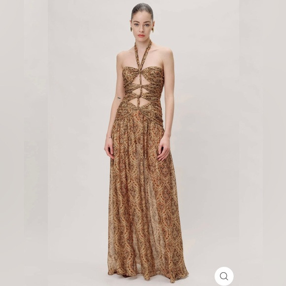 Ronny Kobo Clarice Dress - Paisley Cut Out Halter Gown - Size XS | Poshmark