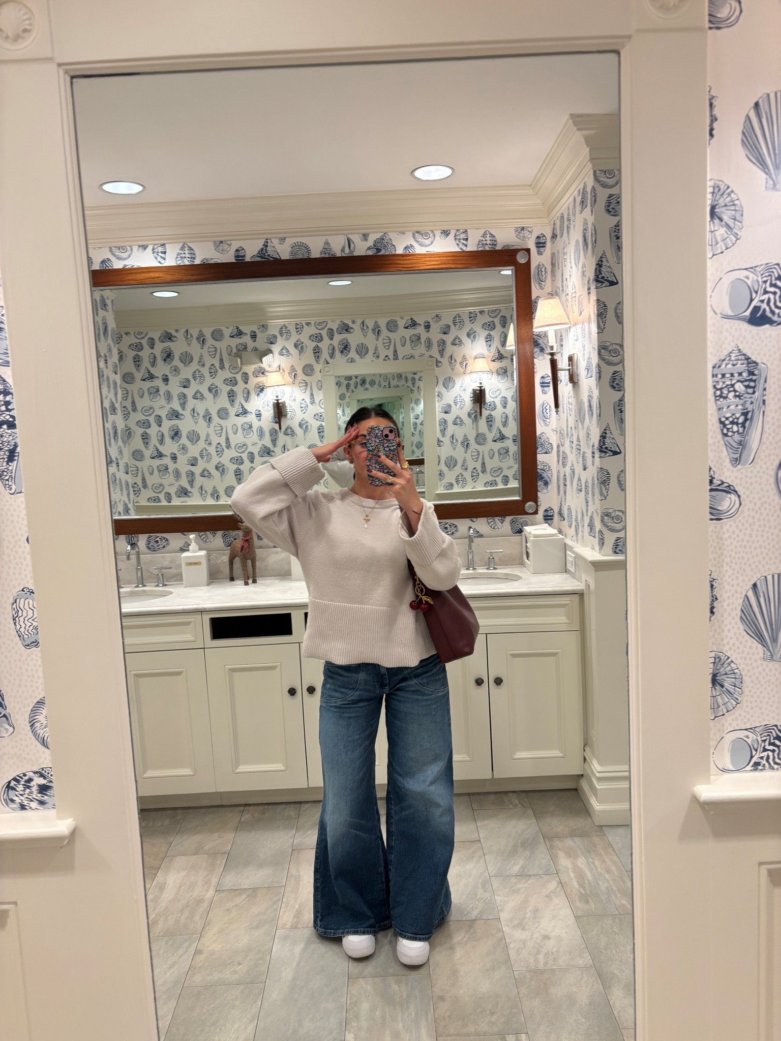 NYC ootd 
Bag: Amazon 
Jeans: Anthropologie (wearing size 25) 
Shoes: converse chunky high top 
Top: thrifted but found a look alike that’s linked 

#LTKdayinmylife #LTKFindsUnder100 #LTKSeasonal