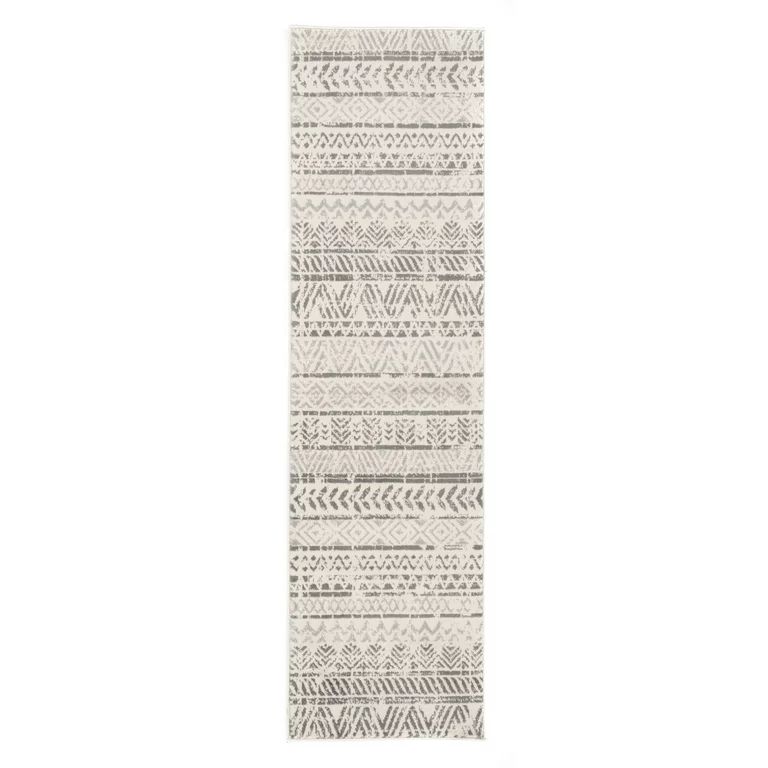 Geometric Bohemian Design Indoor Runner Rug 2' x 10' Gray | Walmart (US)