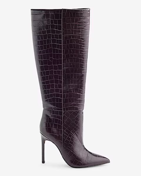 Croc-embossed Thin Heel Boots | Express