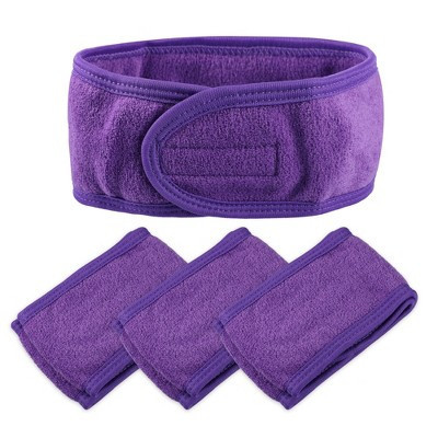 Unique Bargains Spa Headband Soft Women Hair Bands for Face Washing Bath Facial Mask Yoga 4 Pcs Deep Purple | Target