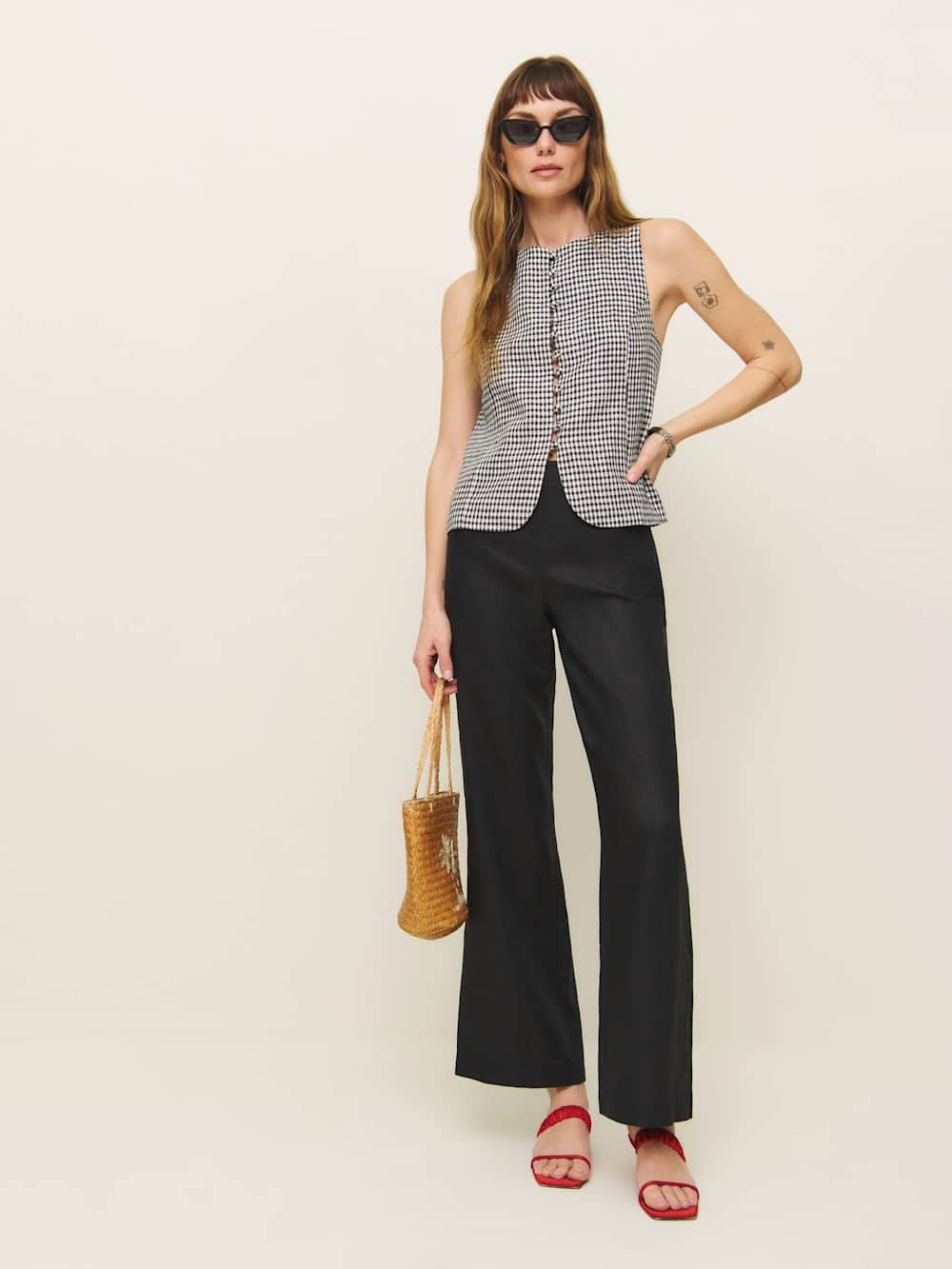 Hallie Linen Mid Rise Pant | Reformation (Global)