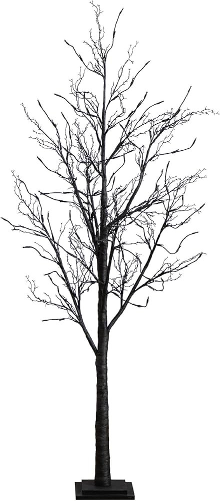 Nearly Natural 6ft. Pre-Lit Halloween Black Twig Artificial Fall Tree with 300 Orange and Purple ... | Amazon (US)