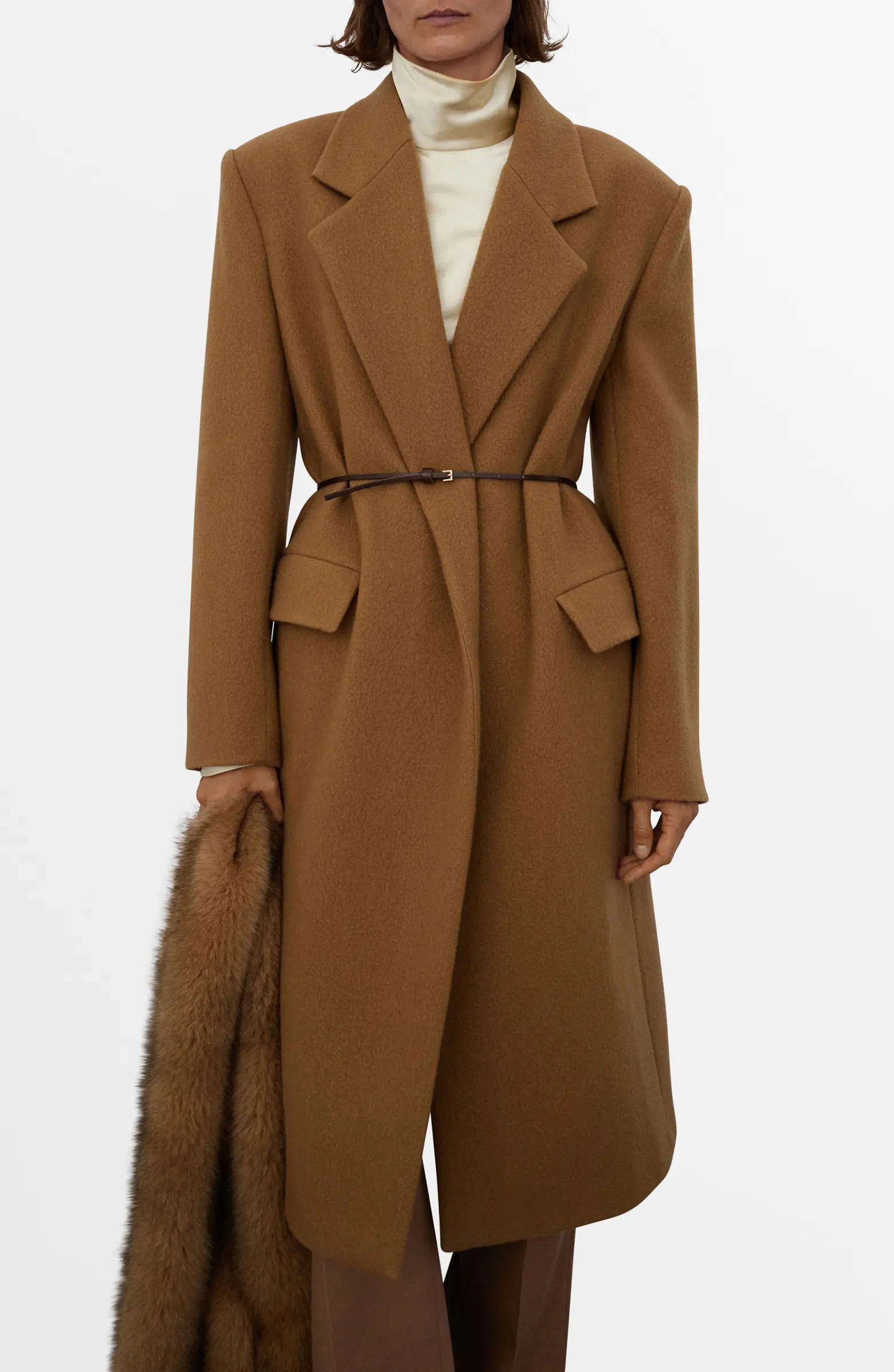 MANGO Selection Notched Lapel Wool Blend Coat | Nordstrom | Nordstrom