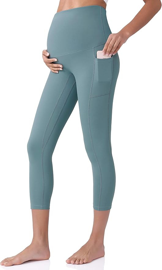 POSHDIVAH Women's Maternity Capri Leggings Over The Belly Pregnancy Workout Active Stretchy Pants... | Amazon (US)