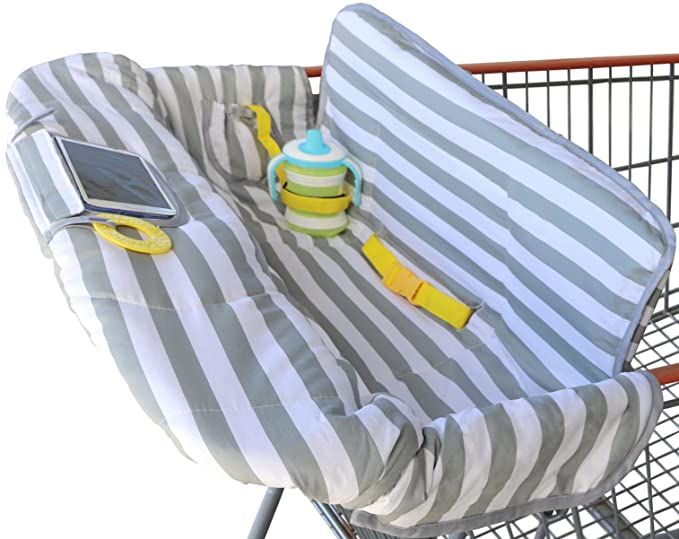 Suessie Shopping Cart Cover and High Chair Cover, Gray and White Stripe | Amazon (US)