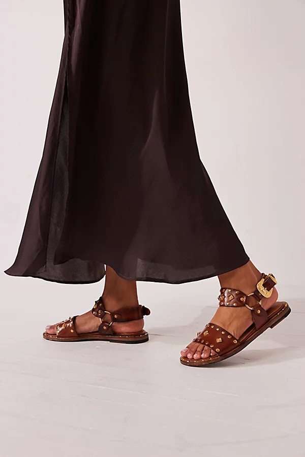Ryane Studded Sandals by Free People, Brown / Gold, EU 38 | Free People (Global - UK&FR Excluded)