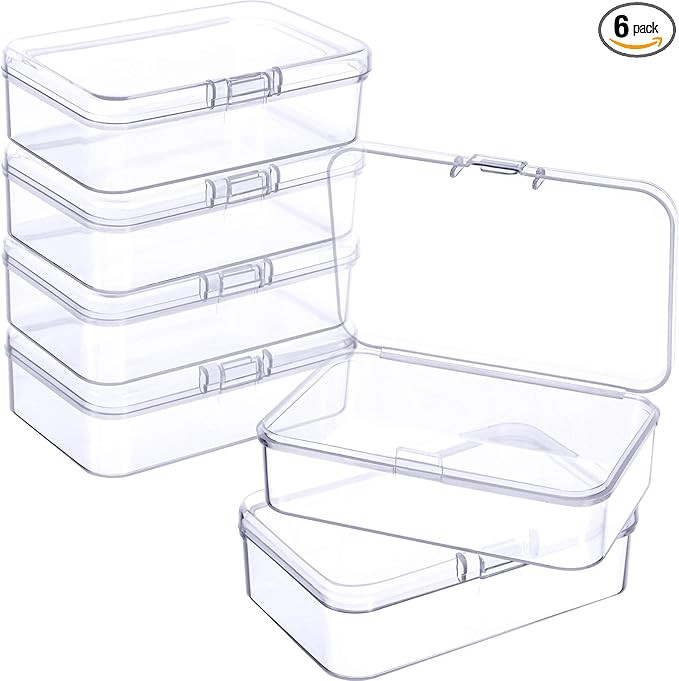 6 Pieces Mini Plastic Clear Beads Storage Containers Box for Collecting Small Items, Beads, Jewel... | Amazon (US)
