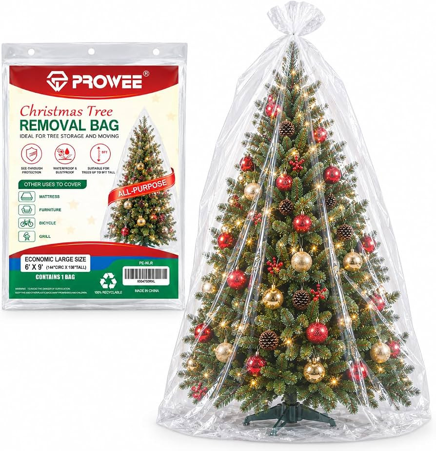 Clear Christmas Tree Bag 9 FT, Waterproof Upright Christmas Tree Cover for Storage, Moving & Disp... | Amazon (US)