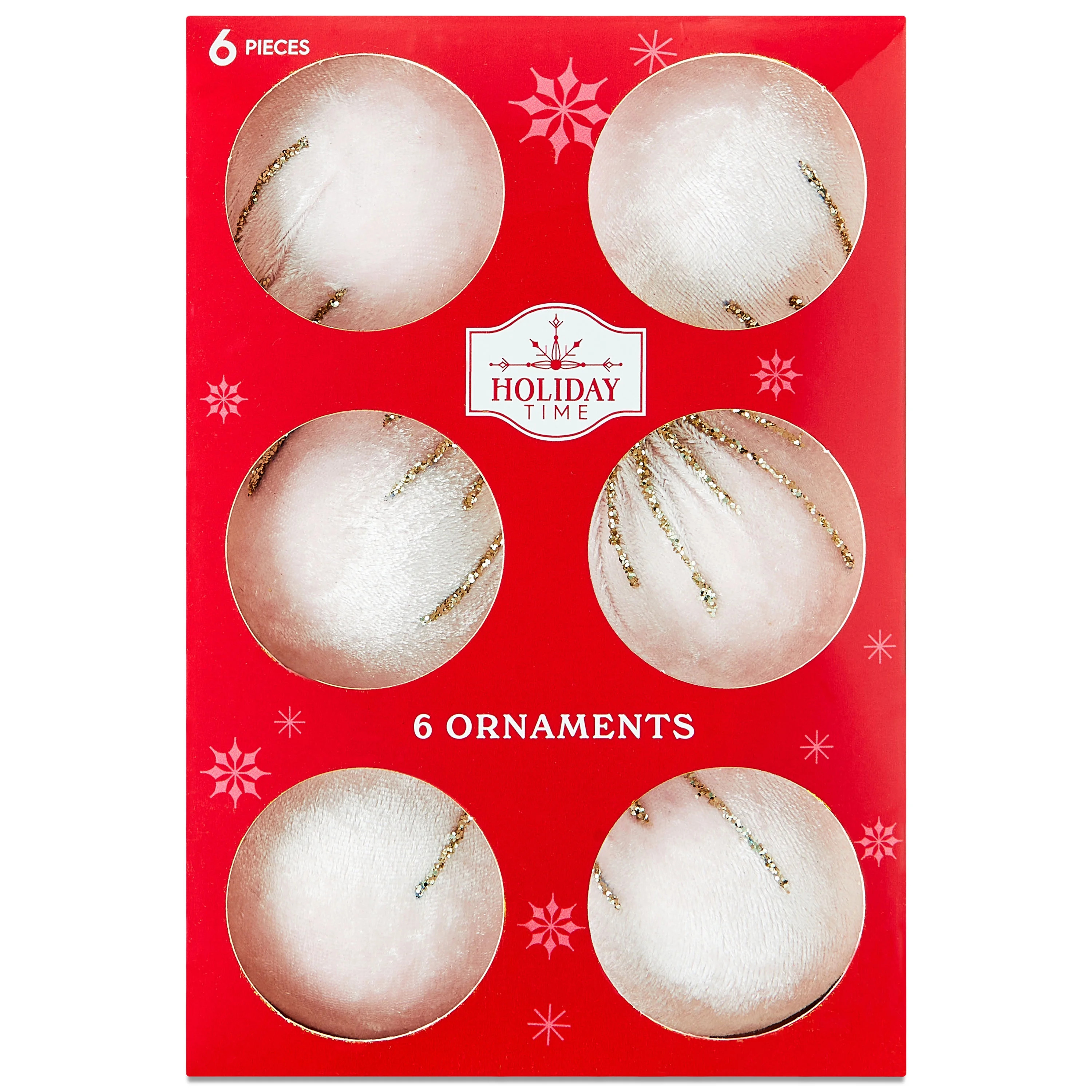 Pink Blush Velvet with Gold Glitter Foam Ball Christmas Ornaments, 3", 6 Count, by Holiday Time | Walmart (US)