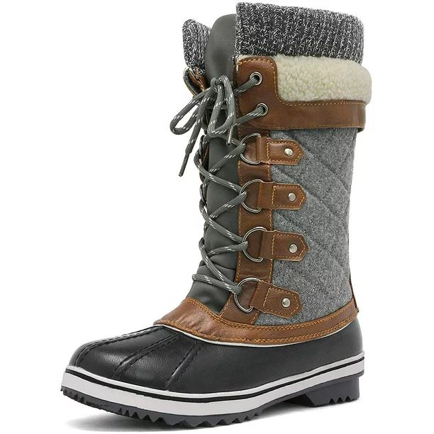 Dream Pairs Women Waterproof Snow Boots Winter Warm Snow Faux Fur Lined Flat Mid Calf Snow Boots ... | Walmart (US)