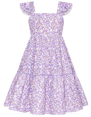 GRACE KARIN Little Girls Cute Floral Spring Dresses Girls Summer Beach Dress Purple Floral 10Y | Amazon (US)