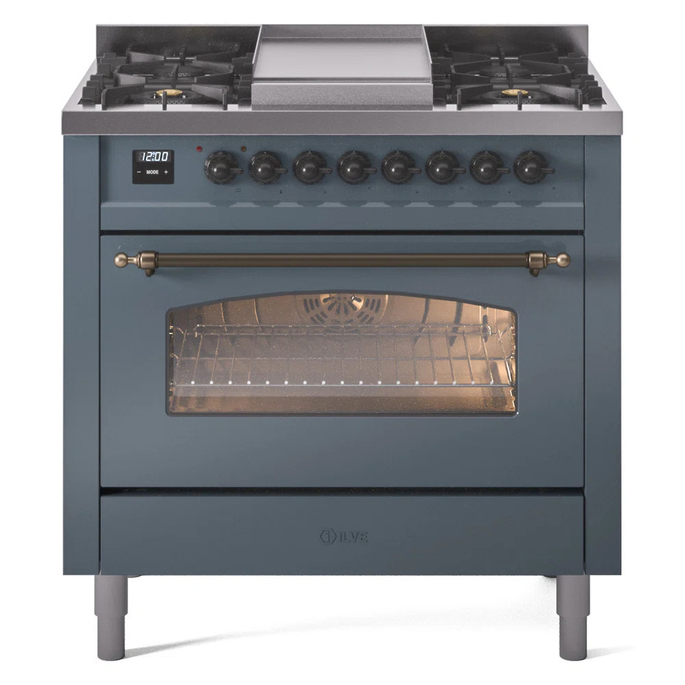 ILVE Nostalgie II Series 36 inch Dual Fuel Range with 6 Burners, Griddle (Glass Door) UP36FNMPBGB... | Wayfair North America