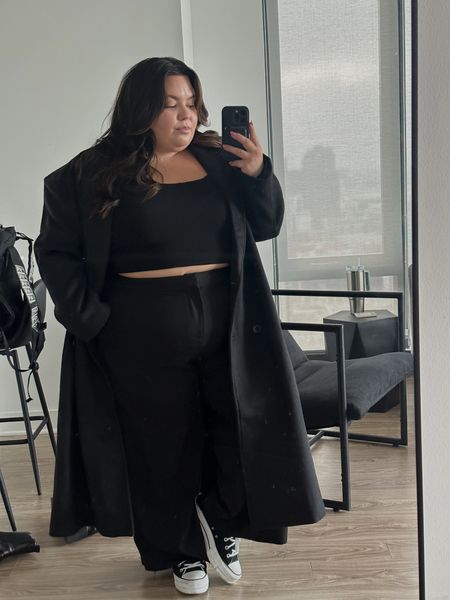 Plus size double breasted coat (runs 2 sizes big—I’m wearing a size 16 and I usually wear an 18/20) 
Plus size black pants from ELOQUII size 20
Plus size Brami from Klassy network size 3X 


#LTKSeasonal #LTKplussize #LTKmidsize