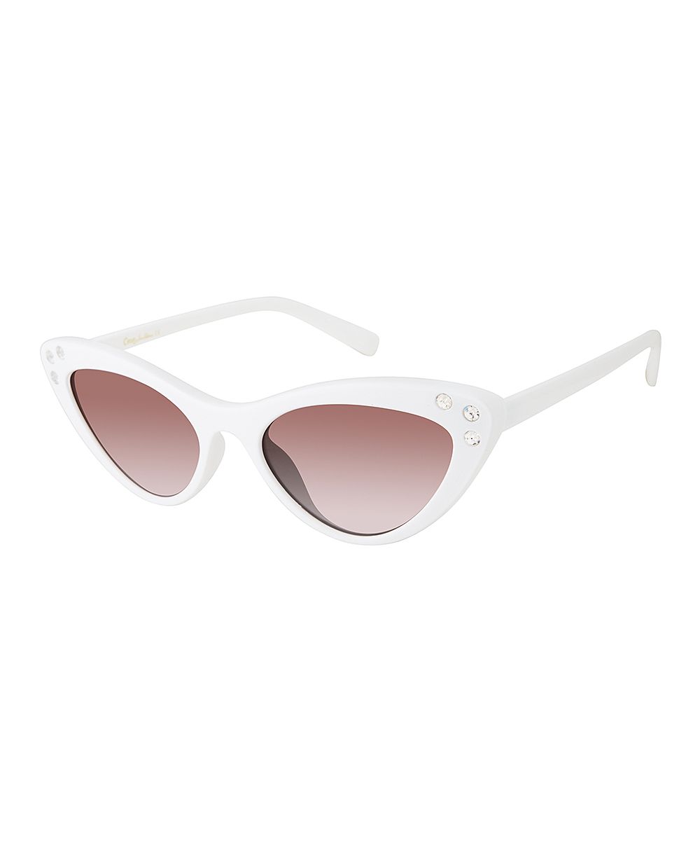 Circus by Sam Edelman Women's Sunglasses White - White Jewel-Detail Cat-Eye Sunglasses | Zulily