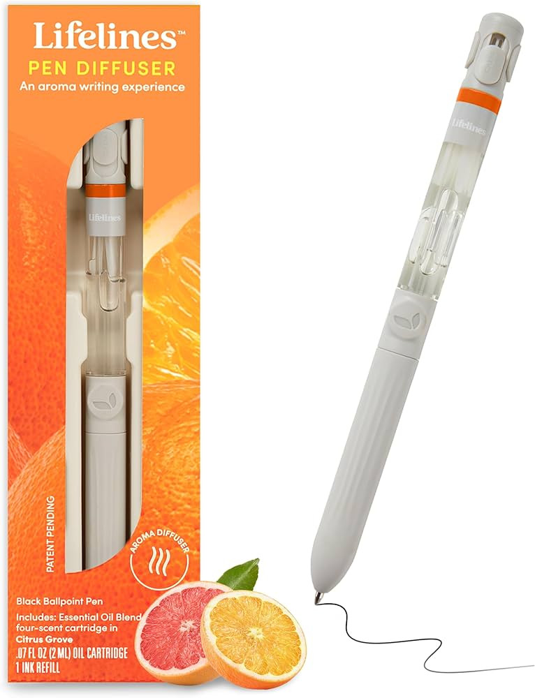 Lifelines Pen Diffuser, Citrus Grove - 1mm Black Ballpoint Pen with Scented Essential Oil Blends ... | Amazon (US)
