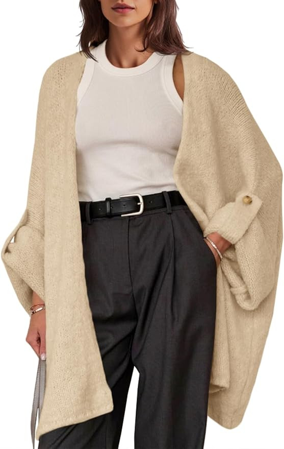 Saodimallsu Womens Oversized Long Cardigan Sweaters Casual Open Front Chunky Knit Slouchy Fall Tr... | Amazon (US)
