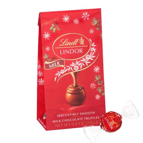 Lindt LINDOR Holiday Mini Milk Chocolate Truffles, 0.8 oz. Bag - Walmart.com | Walmart (US)