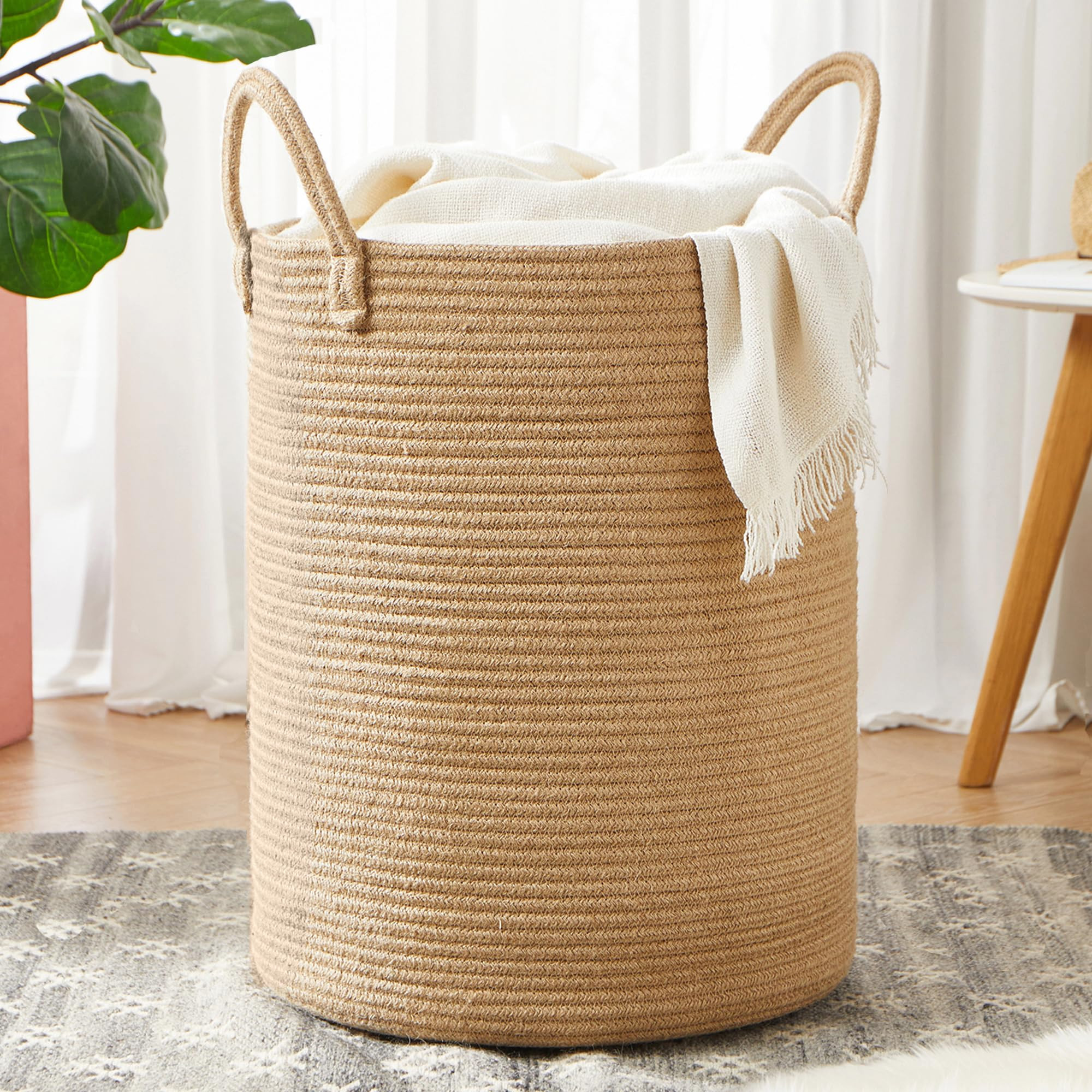 62L Jute Woven Hamper Laundry Basket Wicker Rope Clothes Hamper for Baby Nursery Kids Tall Rattan... | Amazon (US)