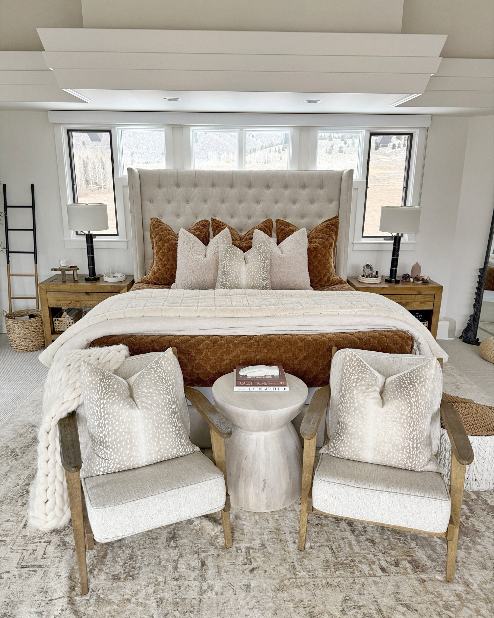 Neutral cozy winter bedroom ❄️

Home decor
Accent chair
Bed
Bedding 
Pillows 

#LTKHome #LTKSeasonal