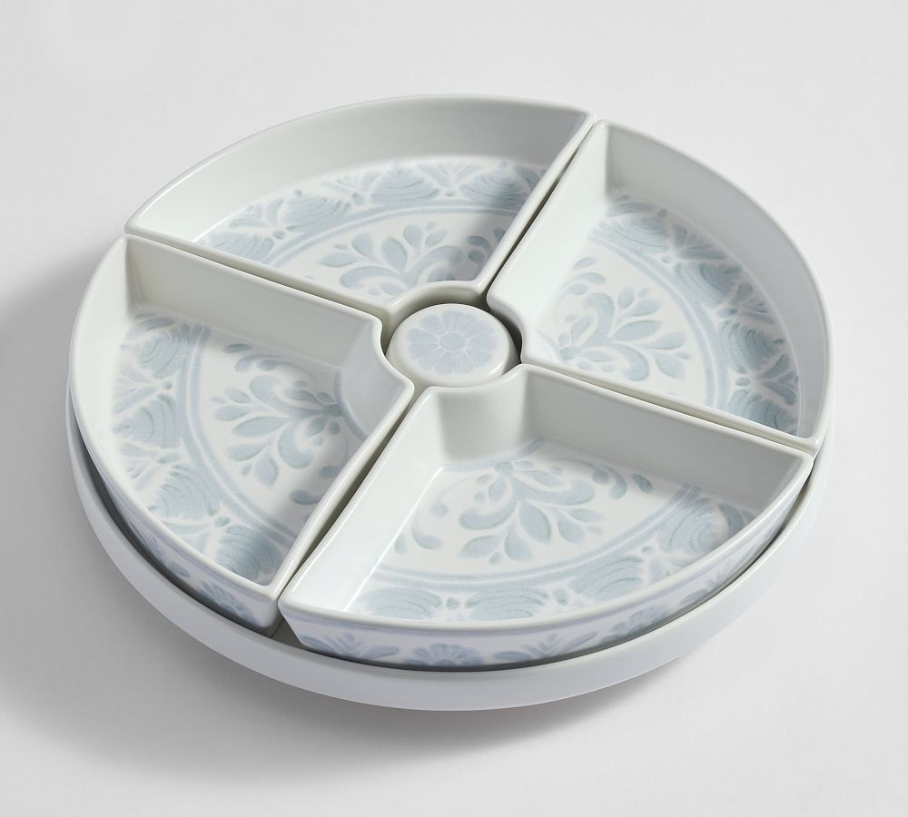 Chambray Tile Stoneware Lazy Susan | Pottery Barn (US)