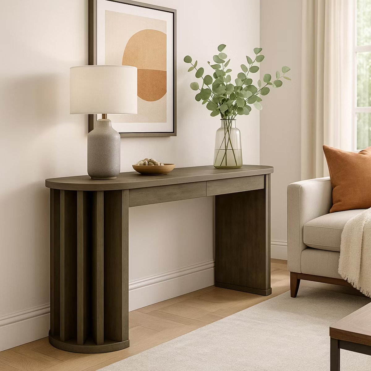 Merax Modern Oval-Edge Console Table with Fan-Shaped Legs | Target