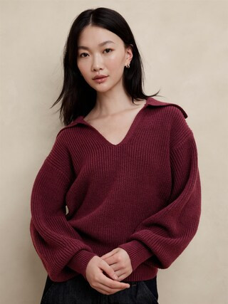 Ribbed Johnny Collar Sweater | Banana Republic Factory