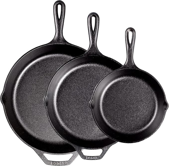 Lodge Pre-Seasoned Cast Iron Skillet Set - Set Includes 8 Inch Skillet, 10.25 Inch Skillet, and 1... | Amazon (US)