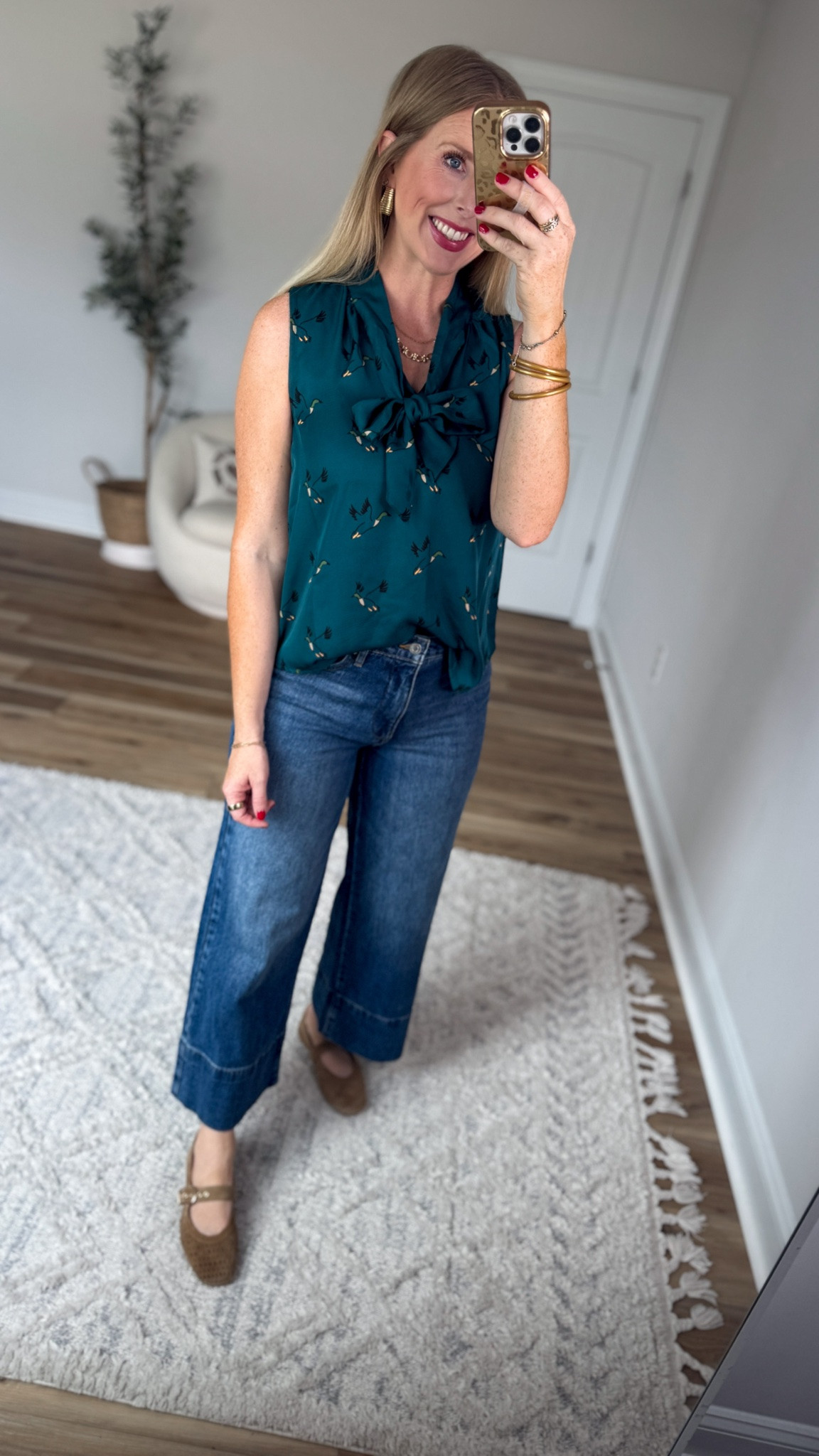 Daily try on, Walmart try on, Walmart fashion, free assembly, duck print, tie neck top, cropped jeans

#LTKmomlife