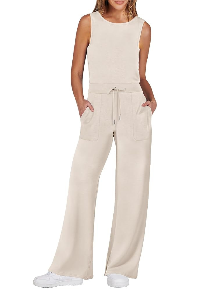 ANRABESS Womens Jumpsuits 2025 Spring Fall Thick Casual Romper Sleeveless Wide Leg Pants One Piec... | Amazon (US)