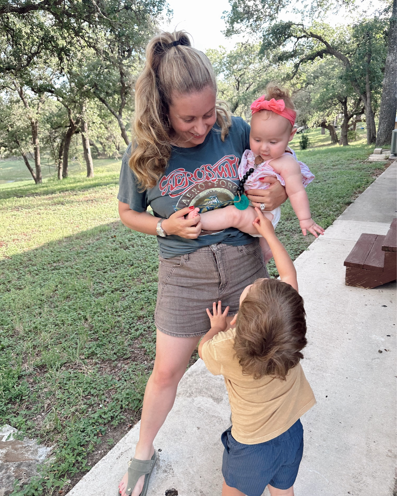 Loving this season with the kids. Jack’s talking and having full conversations now and I think we laugh 90% of our day. 😂

Here’s some links of fun summer outfit pieces and my new favorite sandals 😍