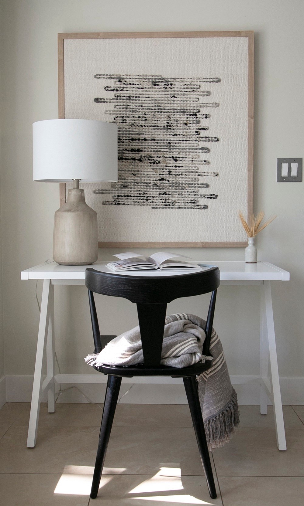 Simple desk setup for an open plan house (or any small wall!).