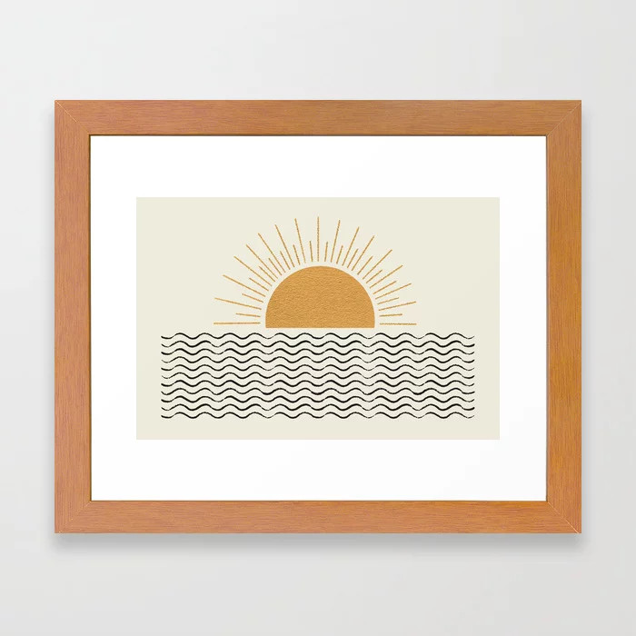 Sunrise Ocean -  Mid Century Modern Style Framed Art Print | Society6