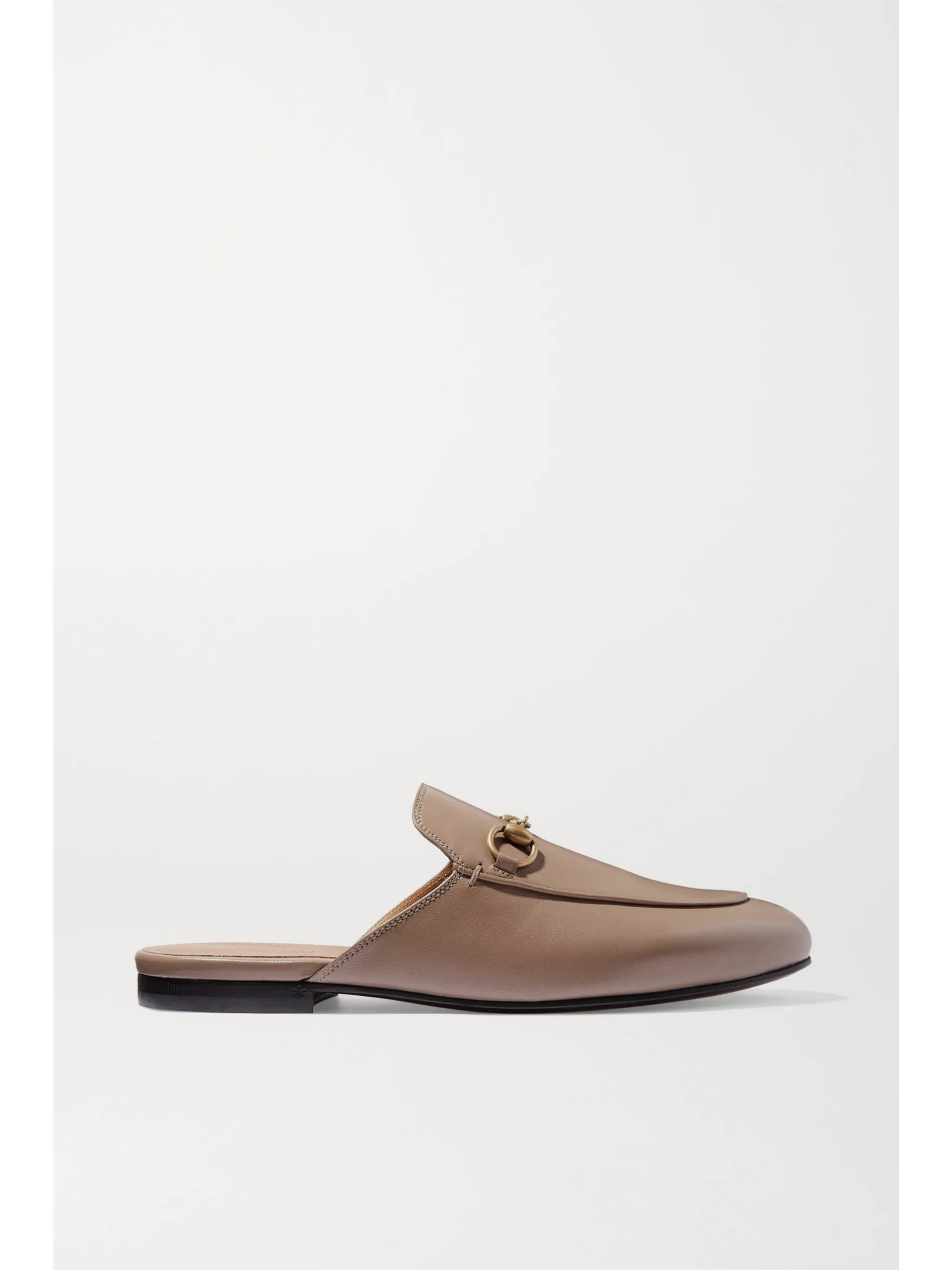 Taupe Princetown horsebit-detailed leather slippers | Gucci | NET-A-PORTER | NET-A-PORTER (UK & EU)
